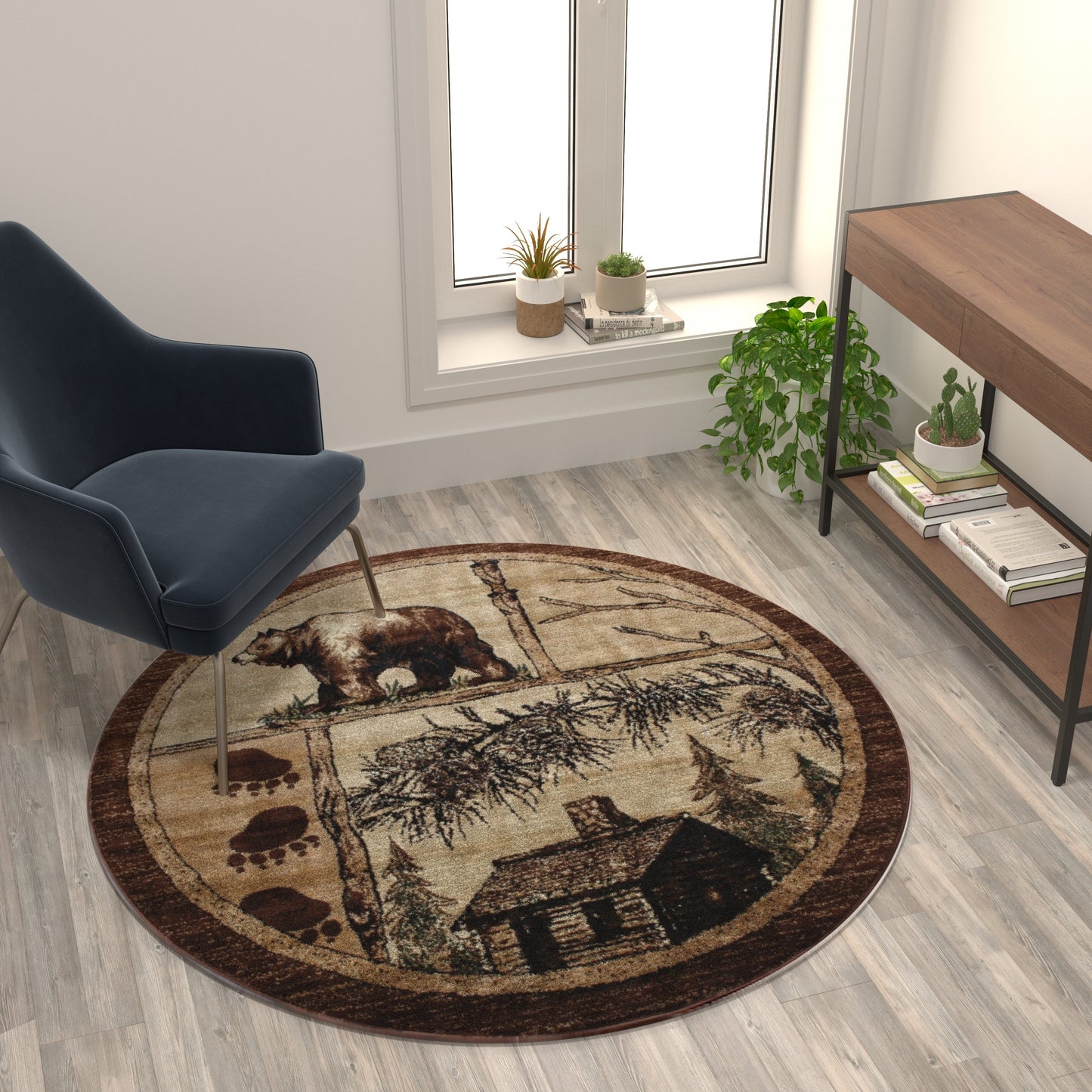 6x6 Brown Wildlife Area Rug ACD-RGL362-66-BG-GG