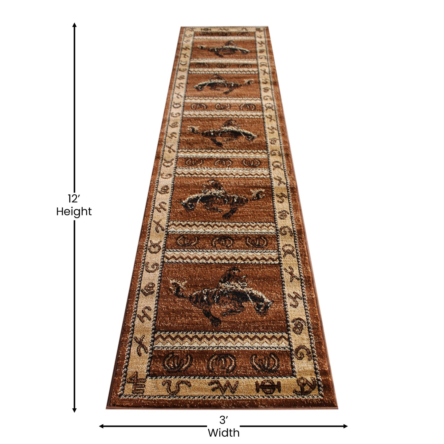 Beige 2' x 11' Cowboy Area Rug ACD-RGL370-211-BN-GG
