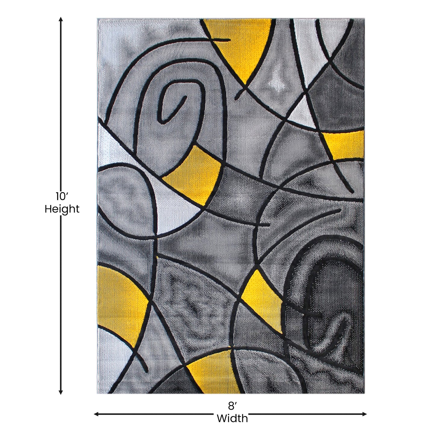 Yellow 8x10 Abstract Rug ACD-RGTRZ860-810-YL-GG
