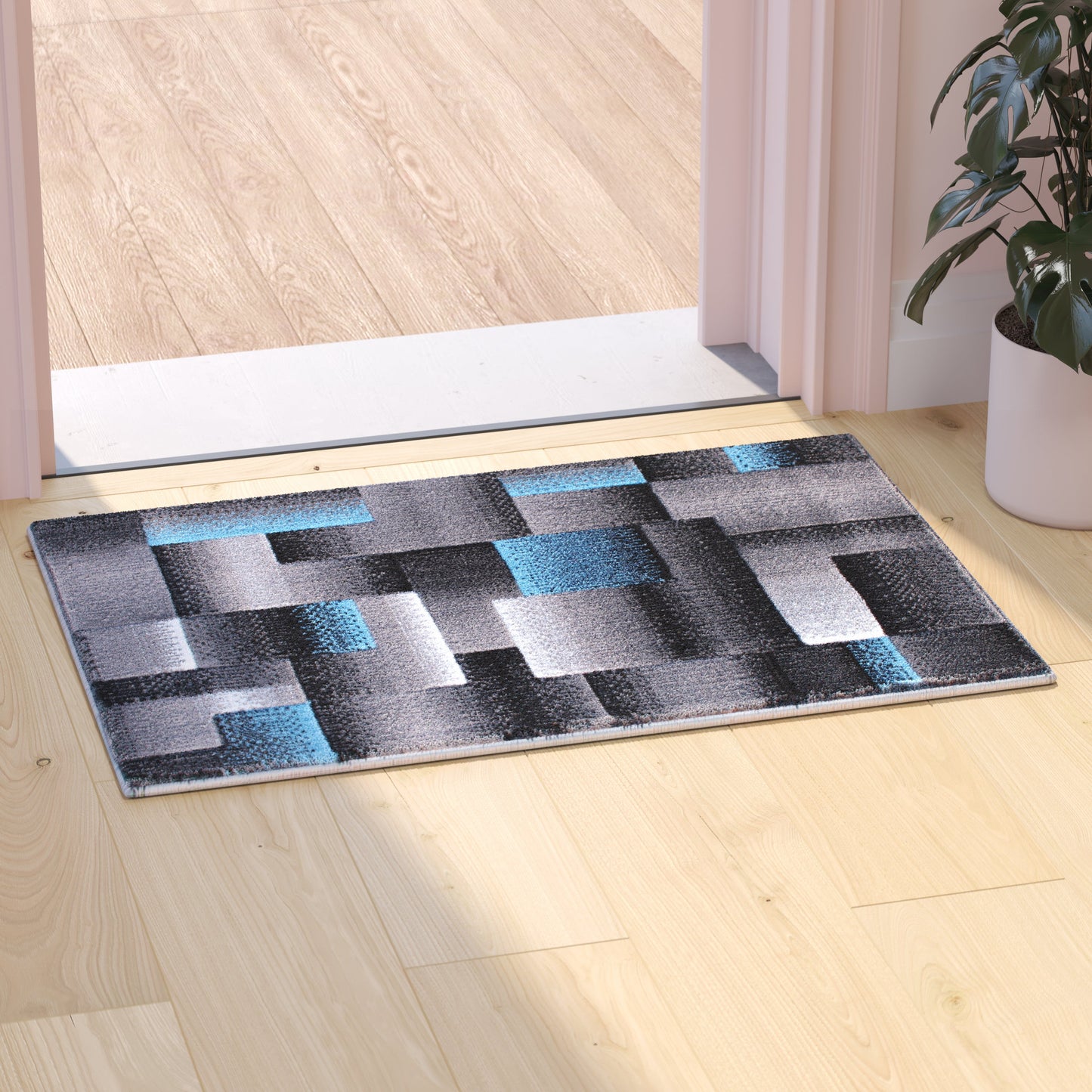 2x3 Blue Block Area Rug ACD-RGTRZ861-23-BL-GG