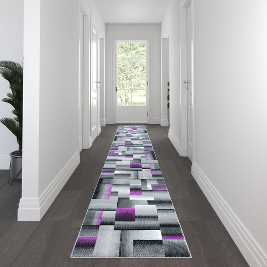 3x16 Purple Block Area Rug ACD-RGTRZ861-316-PU-GG