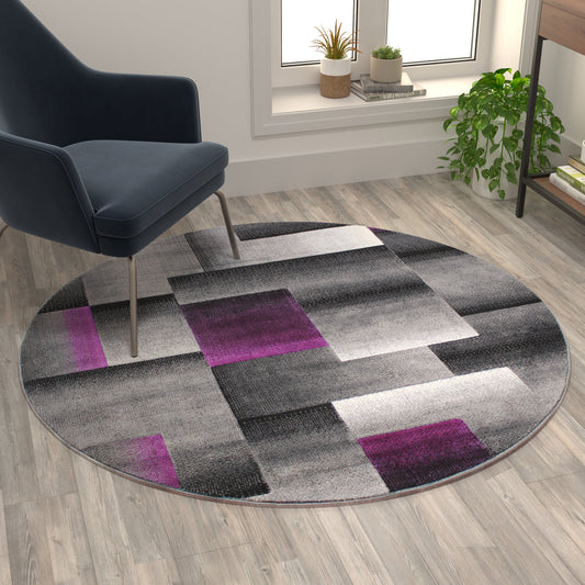 5x5 Purple Block Area Rug ACD-RGTRZ861-55-PU-GG