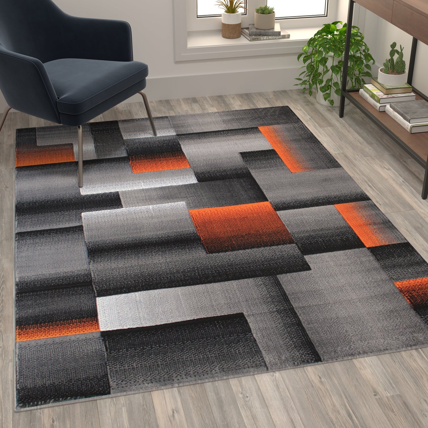 5x7 Orange Block Area Rug ACD-RGTRZ861-57-OR-GG