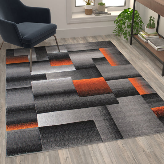 5x7 Orange Block Area Rug ACD-RGTRZ861-57-OR-GG