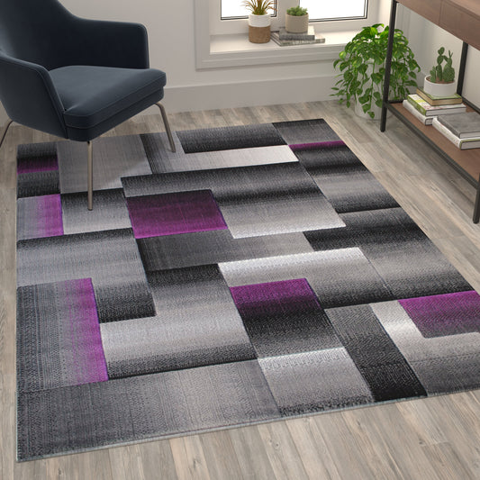 5x7 Purple Block Area Rug ACD-RGTRZ861-57-PU-GG