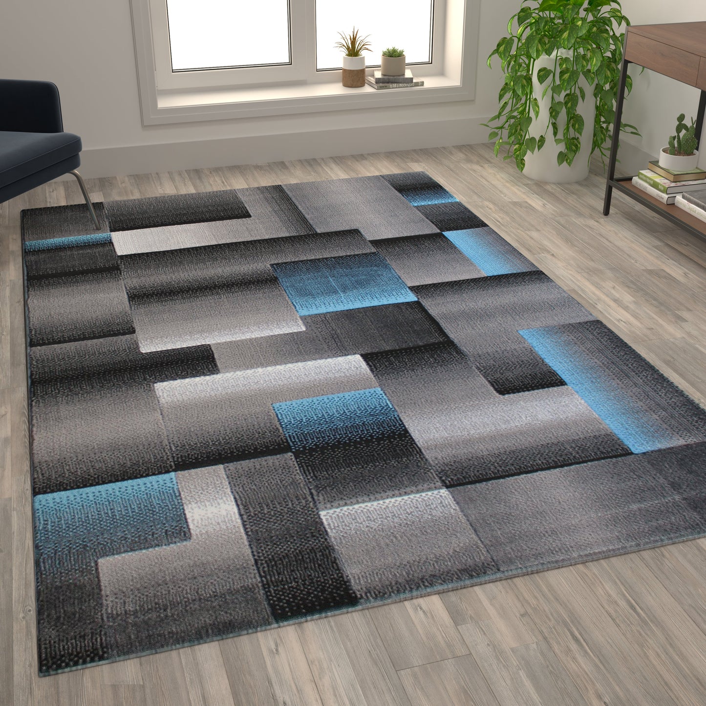 6x9 Blue Block Area Rug ACD-RGTRZ861-69-BL-GG