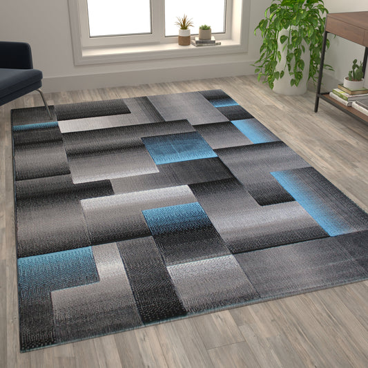 6x9 Blue Block Area Rug ACD-RGTRZ861-69-BL-GG