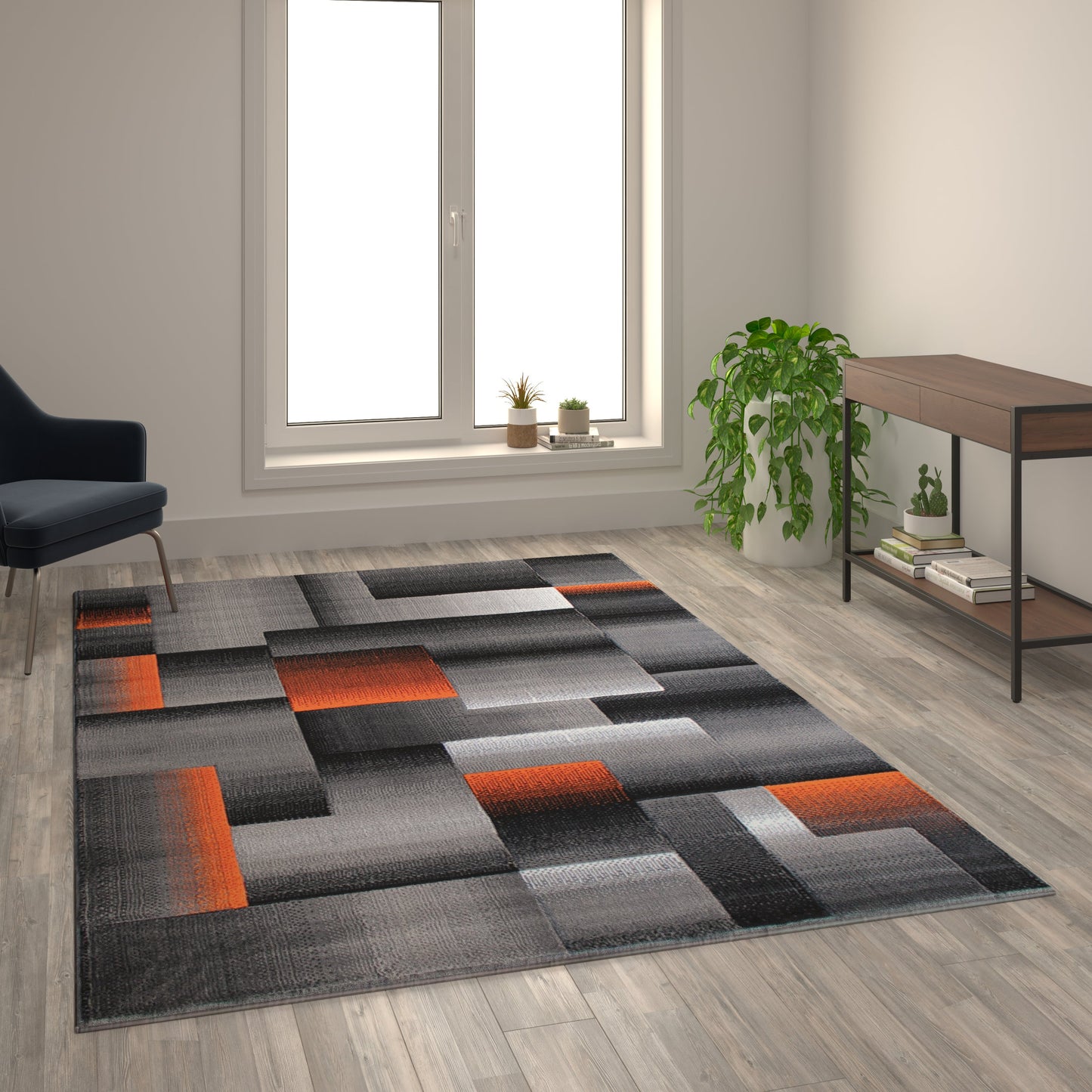 6x9 Orange Block Area Rug ACD-RGTRZ861-69-OR-GG