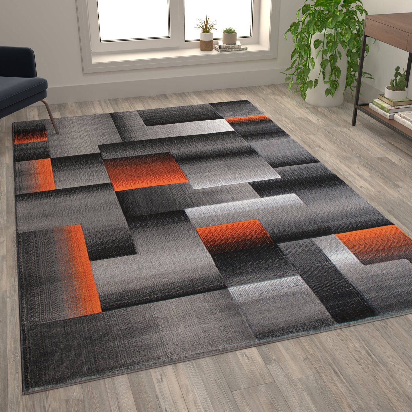 6x9 Orange Block Area Rug ACD-RGTRZ861-69-OR-GG