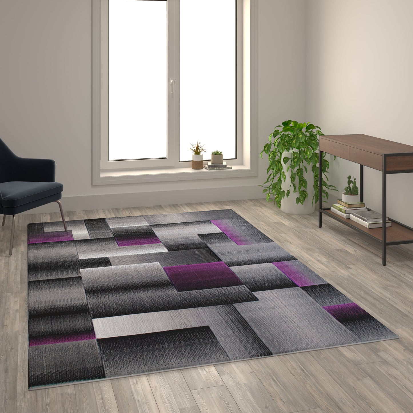 6x9 Purple Block Area Rug ACD-RGTRZ861-69-PU-GG