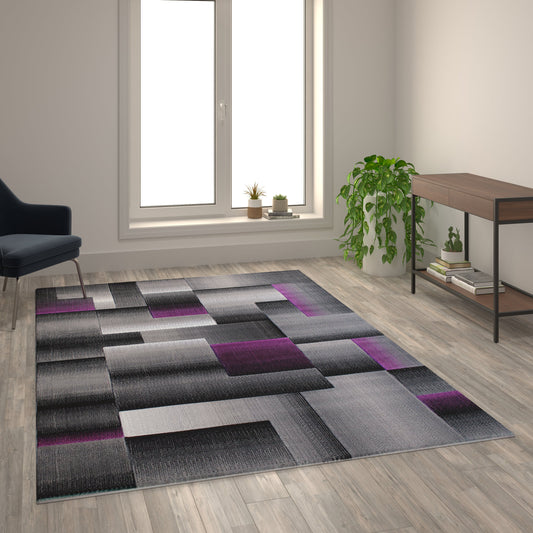 6x9 Purple Block Area Rug ACD-RGTRZ861-69-PU-GG
