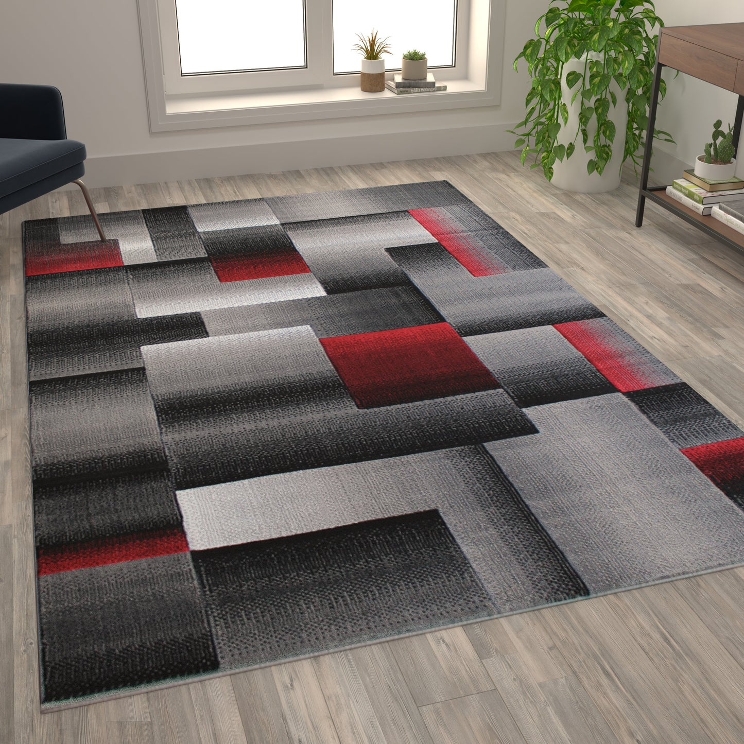 6x9 Red Block Area Rug ACD-RGTRZ861-69-RD-GG