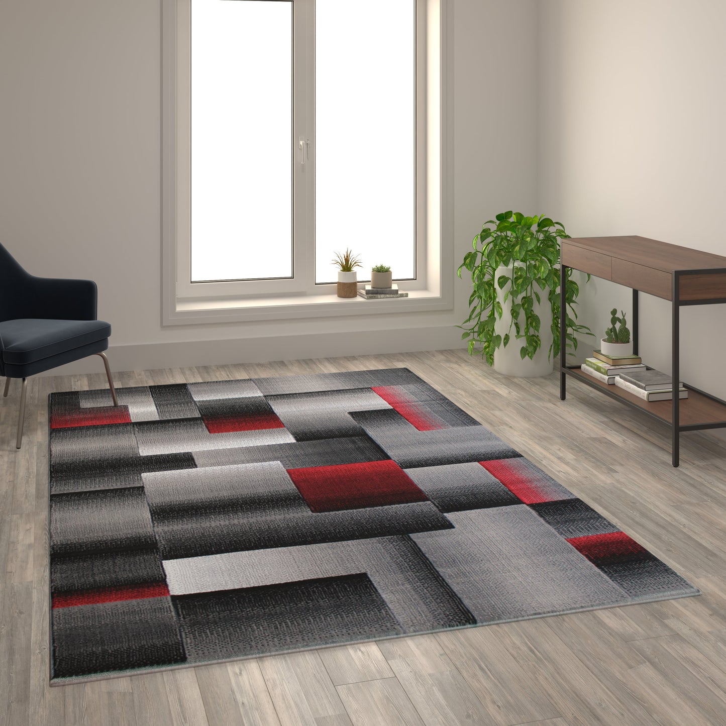 6x9 Red Block Area Rug ACD-RGTRZ861-69-RD-GG