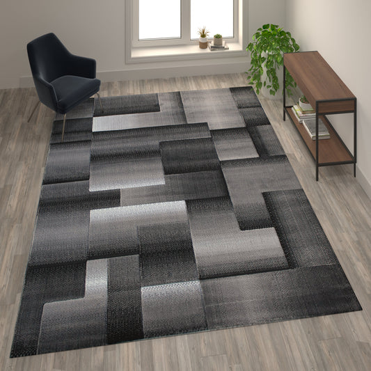 8x10 Gray Block Area Rug ACD-RGTRZ861-810-GY-GG