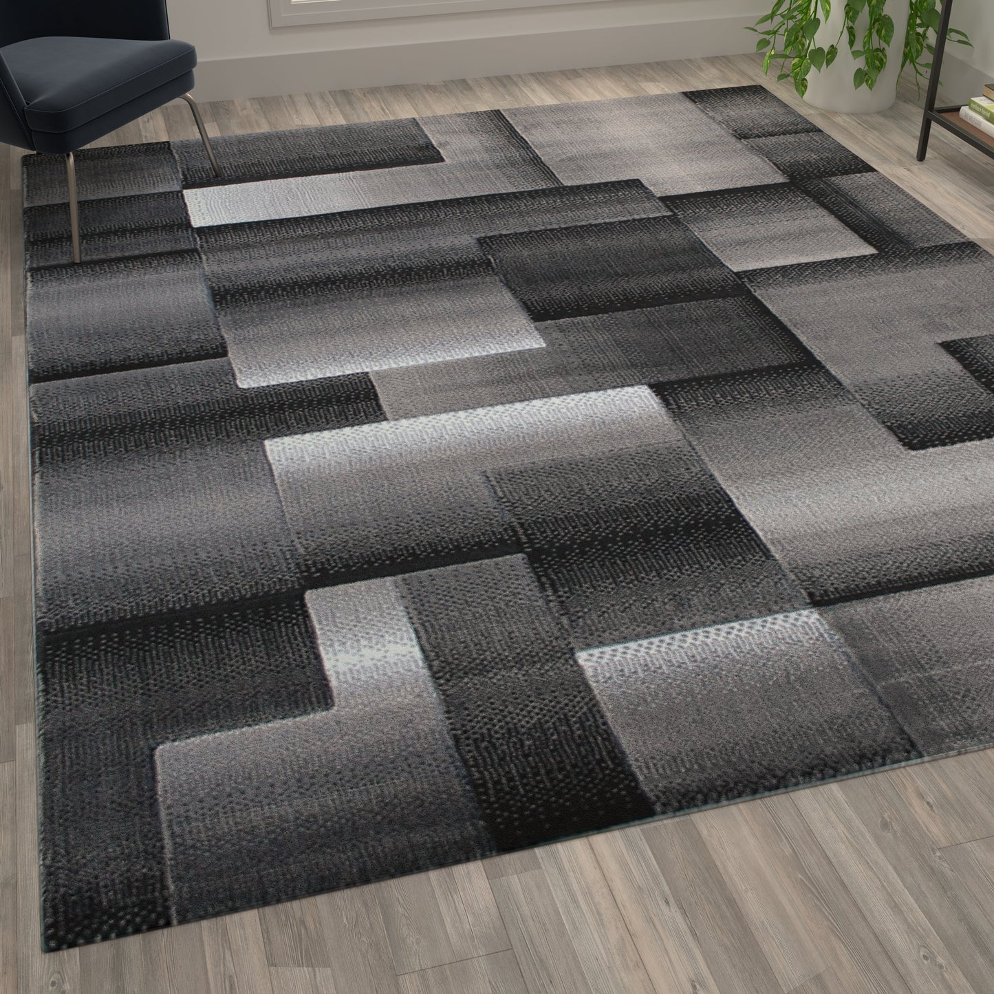 8x10 Gray Block Area Rug ACD-RGTRZ861-810-GY-GG