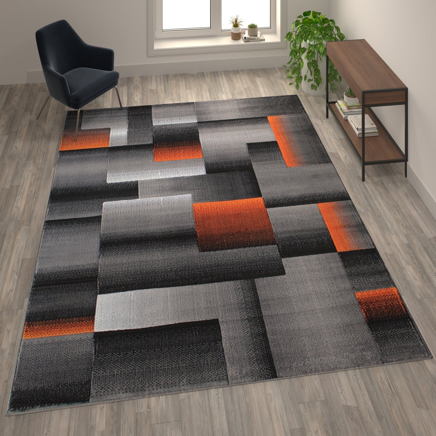 8x10 Orange Block Area Rug ACD-RGTRZ861-810-OR-GG
