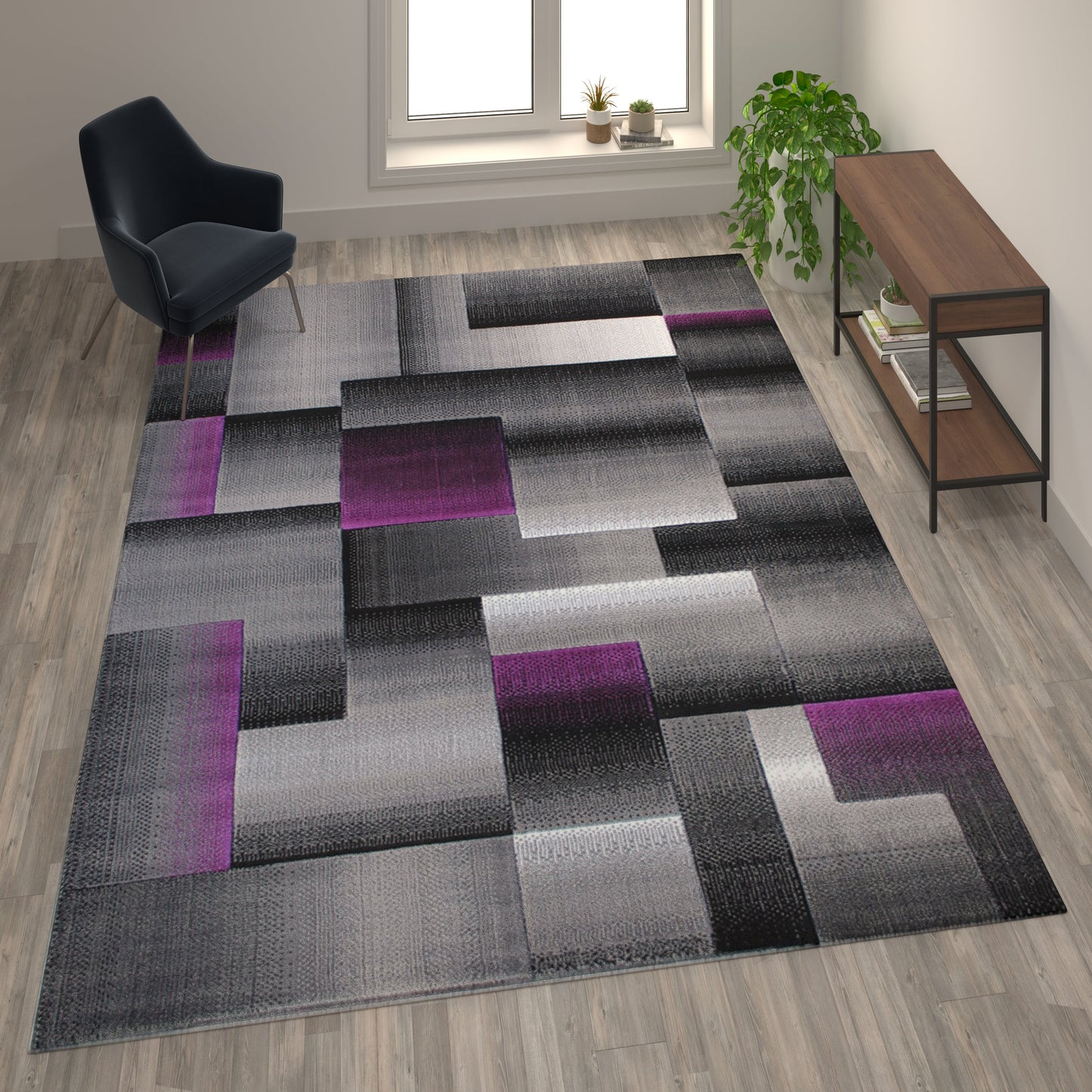 8x10 Purple Block Area Rug ACD-RGTRZ861-810-PU-GG