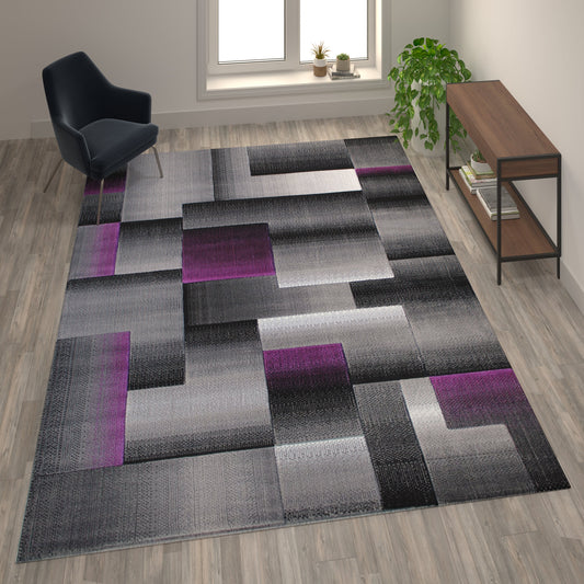 8x10 Purple Block Area Rug ACD-RGTRZ861-810-PU-GG