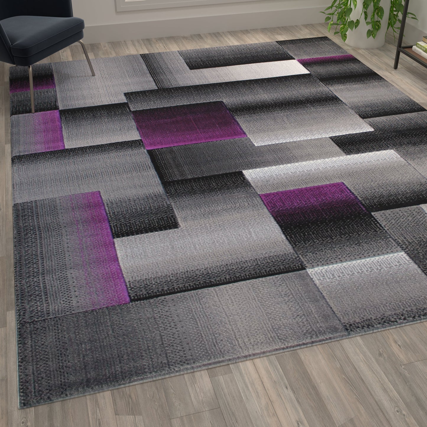 8x10 Purple Block Area Rug ACD-RGTRZ861-810-PU-GG