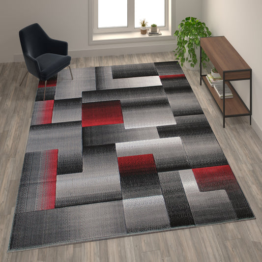 8x10 Red Block Area Rug ACD-RGTRZ861-810-RD-GG