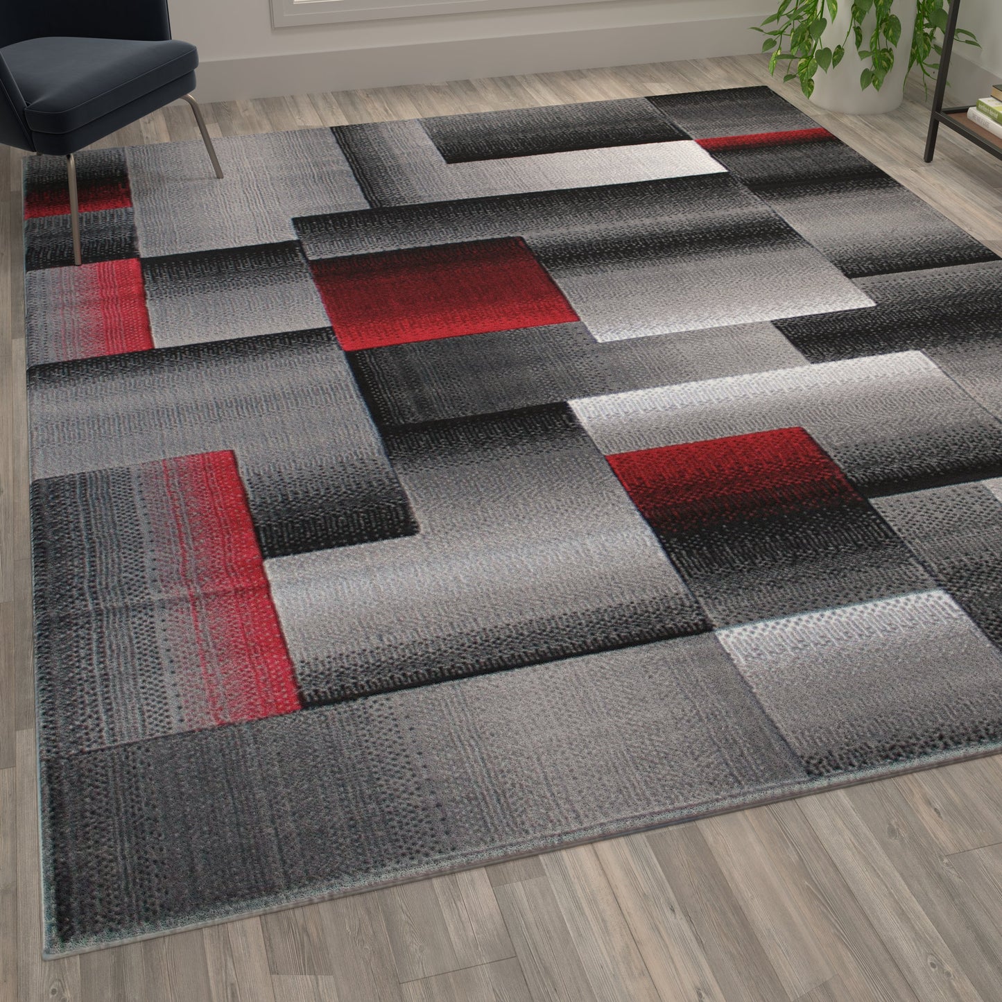 8x10 Red Block Area Rug ACD-RGTRZ861-810-RD-GG