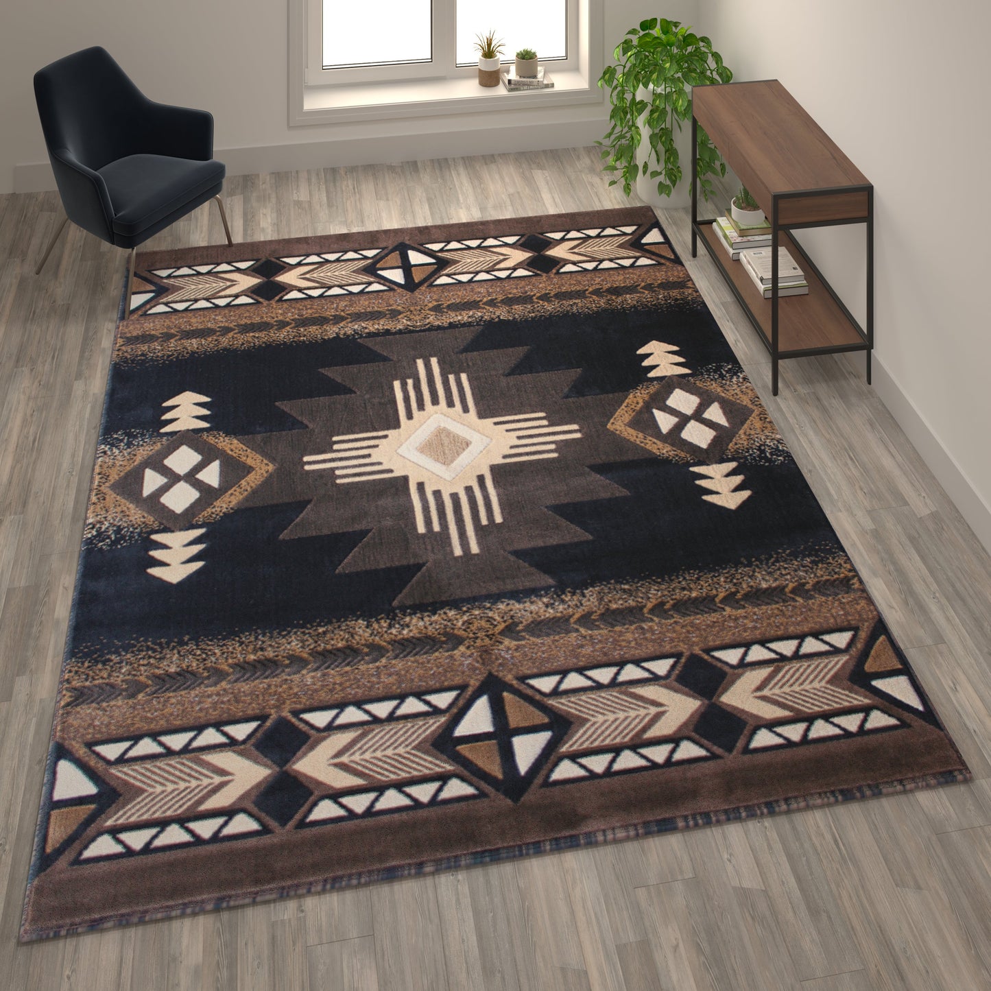 8x10 Rustic Black Area Rug ACD-RGY9S1-810-BK-GG