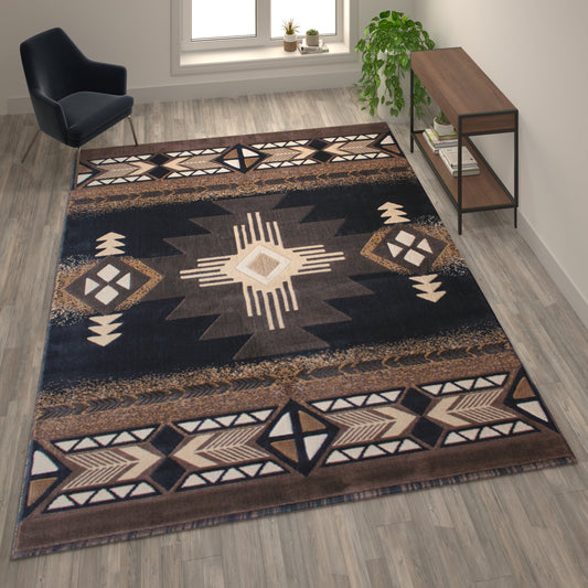 8x10 Rustic Black Area Rug ACD-RGY9S1-810-BK-GG