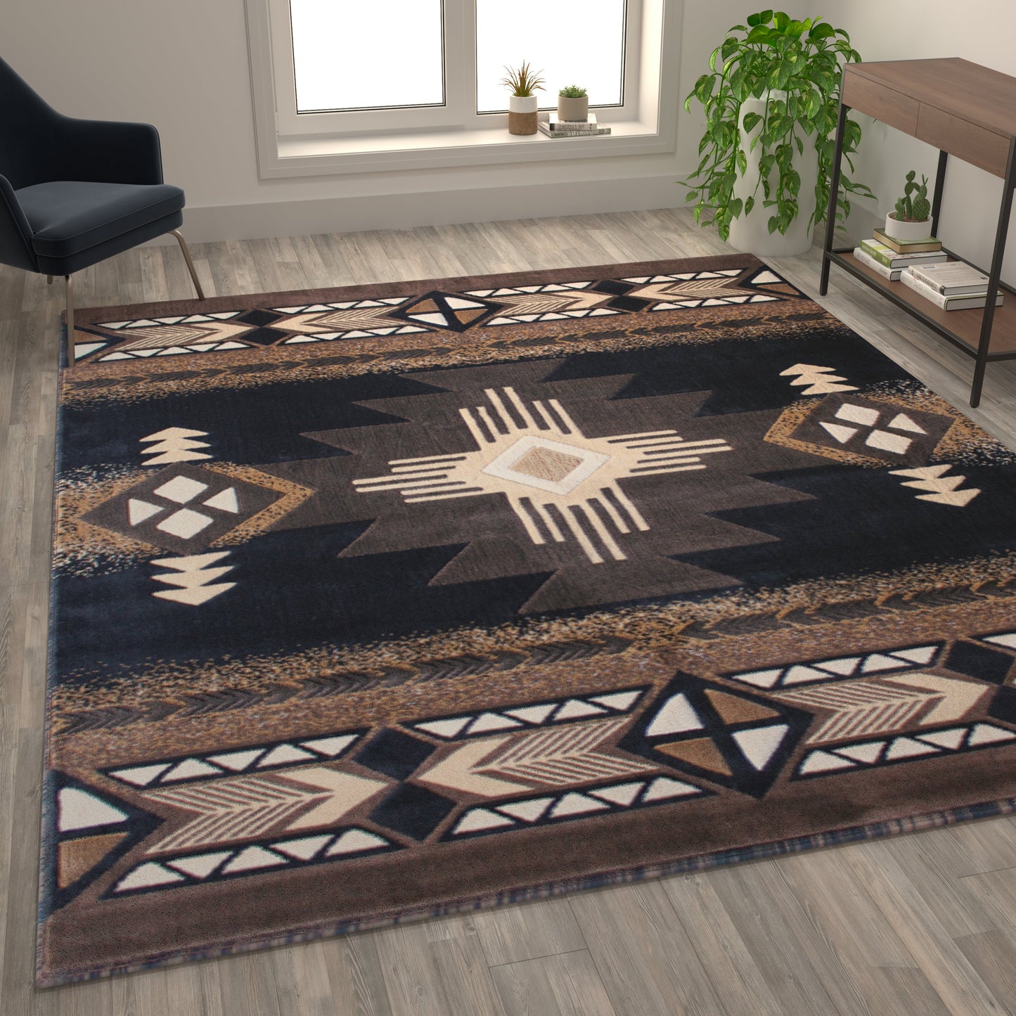 8x10 Rustic Black Area Rug ACD-RGY9S1-810-BK-GG