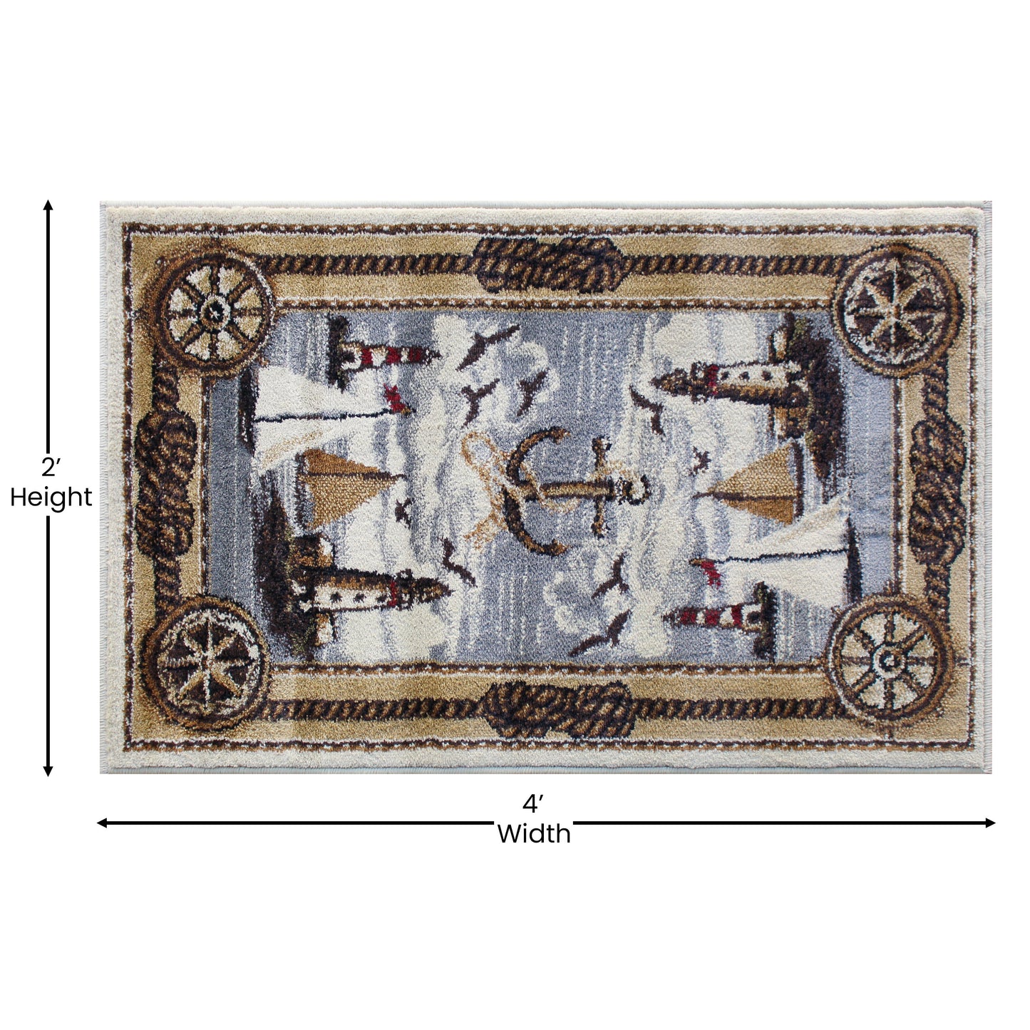 Beige 2x3 Nautical Area Rug ACD-RGZ8751-23-BG-GG