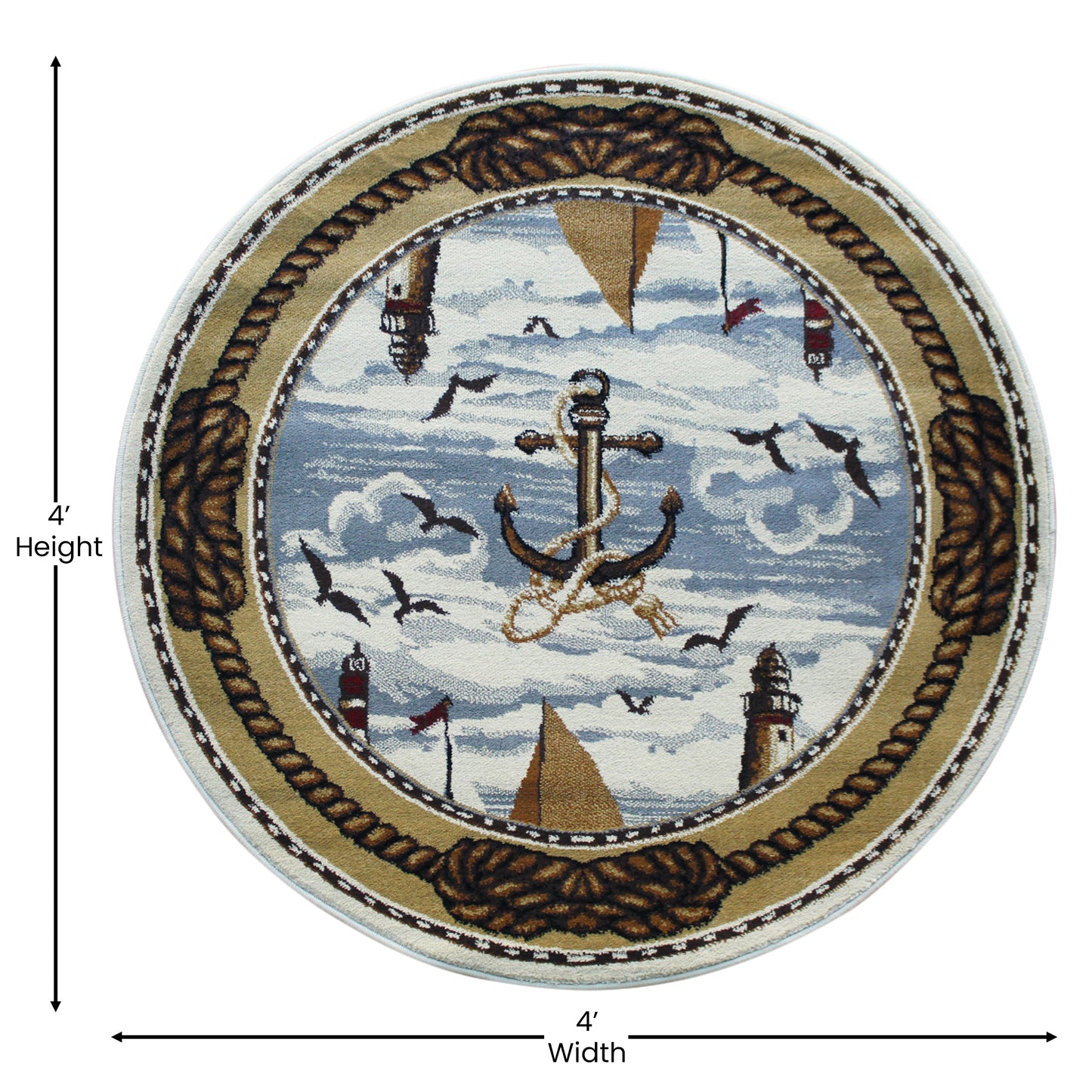 Beige 4x4 Nautical Area Rug ACD-RGZ8751-44-BG-GG