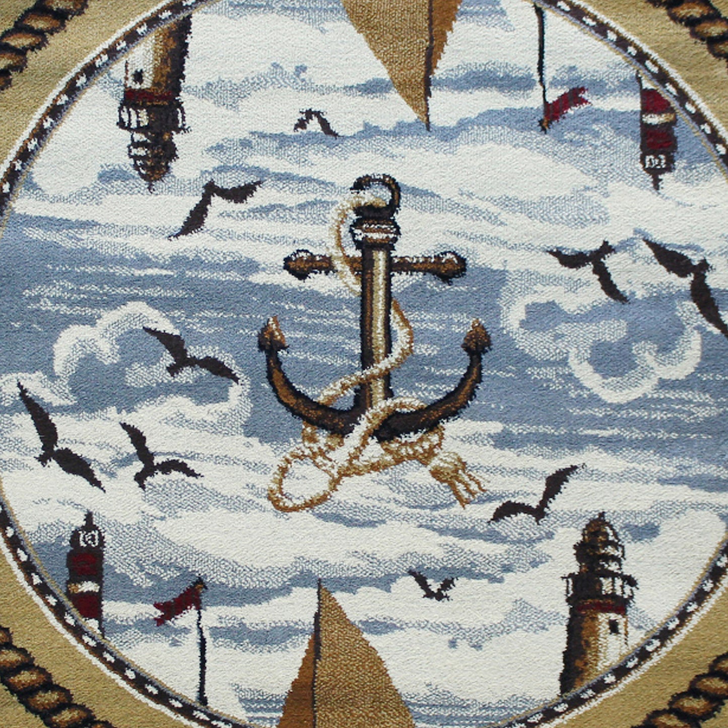 Beige 4x4 Nautical Area Rug ACD-RGZ8751-44-BG-GG