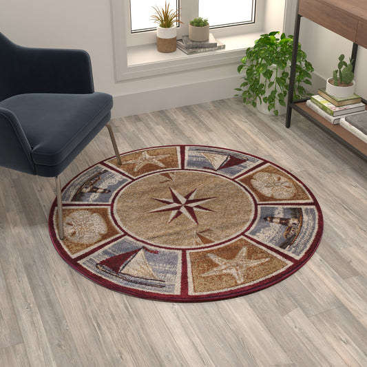 Beige 4x4 Nautical Area Rug ACD-RGZ8758-44-BG-GG