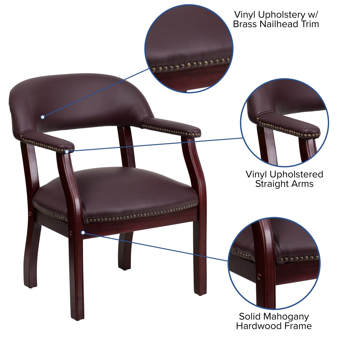 Burgundy Leather Guest Chair B-Z105-LF19-LEA-GG