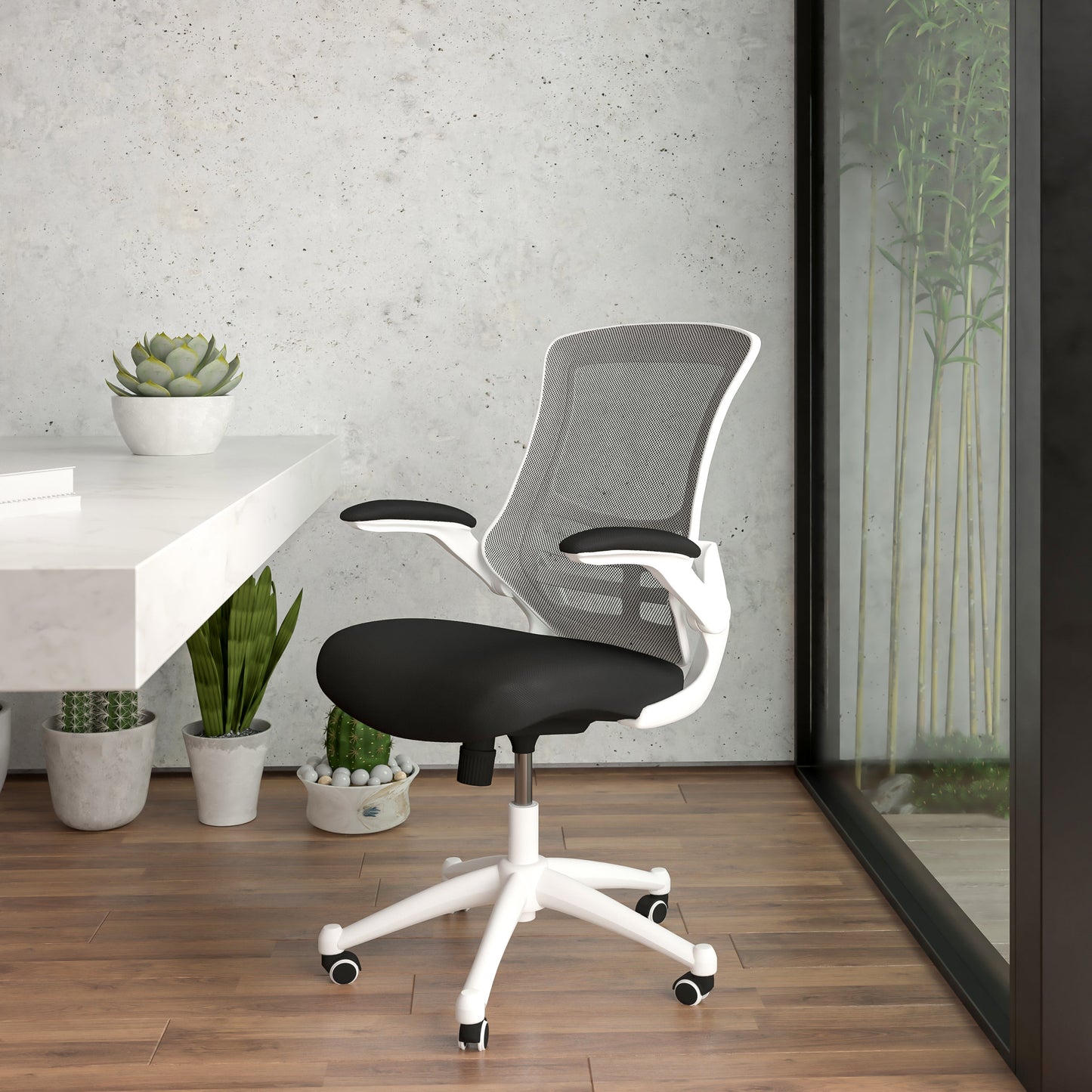 Mid-Back Mesh Desk Chair BL-X-5M-WH with Ergonomic Design and Comfortable Support
