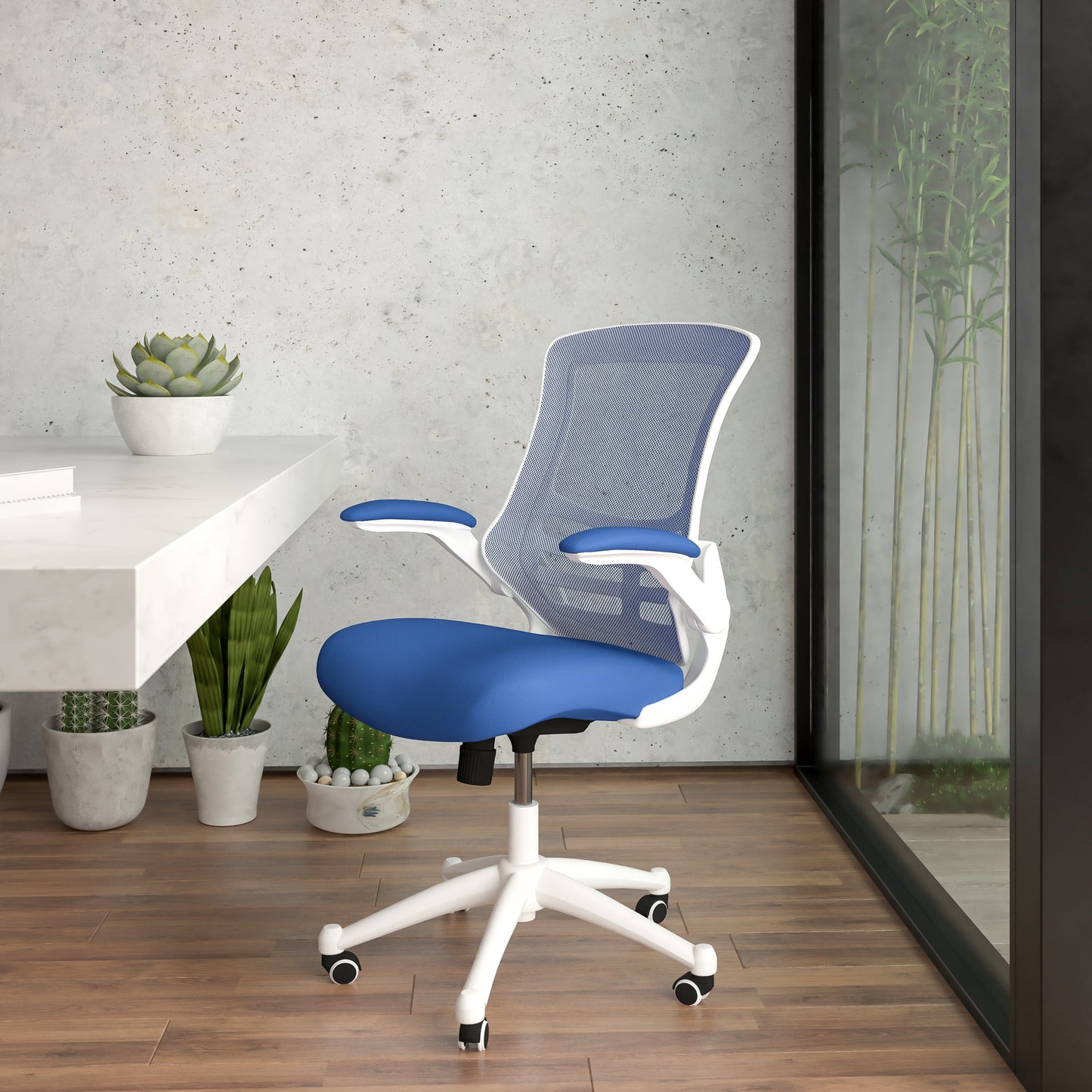 Mid-Back Mesh Desk Chair BL-X-5M-WH with Ergonomic Design and Comfortable Support