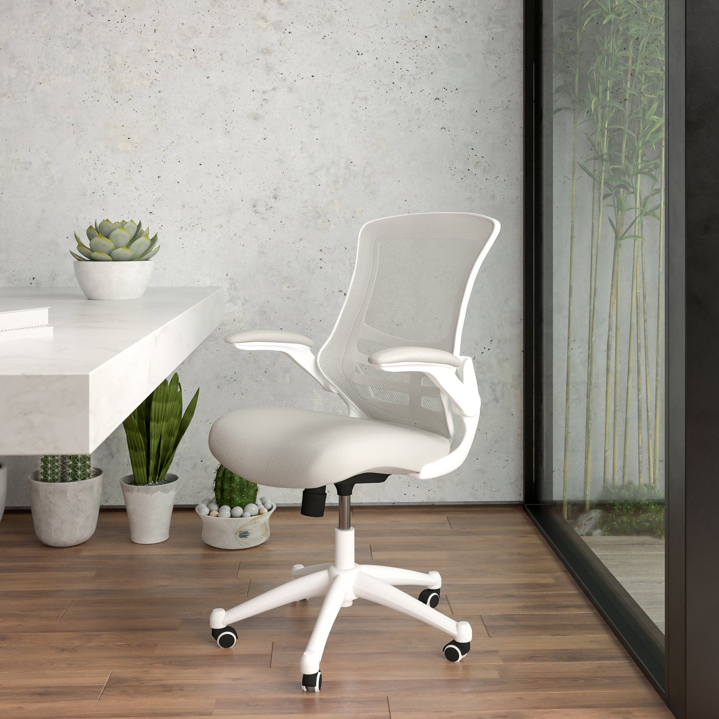 Mid-Back Mesh Desk Chair BL-X-5M-WH with Ergonomic Design and Comfortable Support