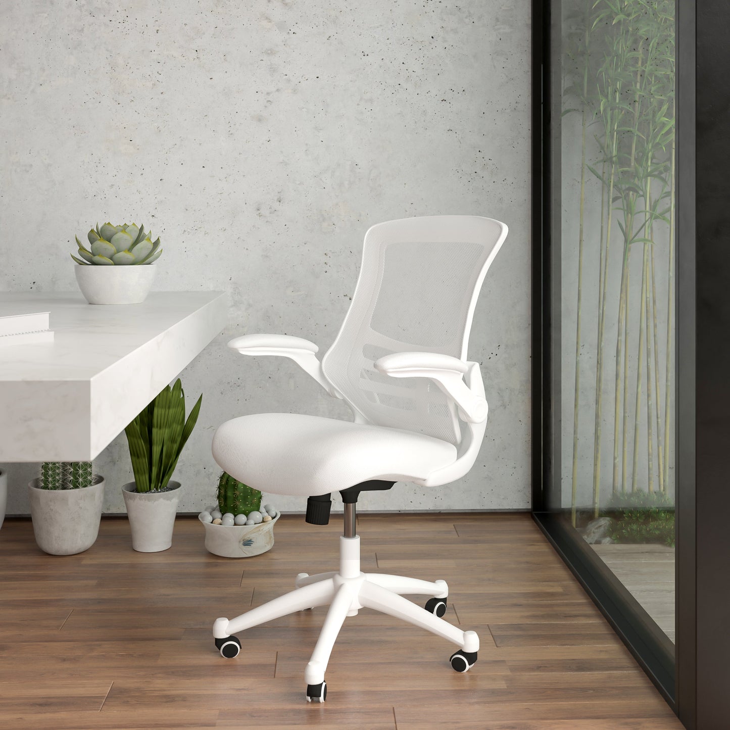 Mid-Back Mesh Desk Chair BL-X-5M-WH with Ergonomic Design and Comfortable Support