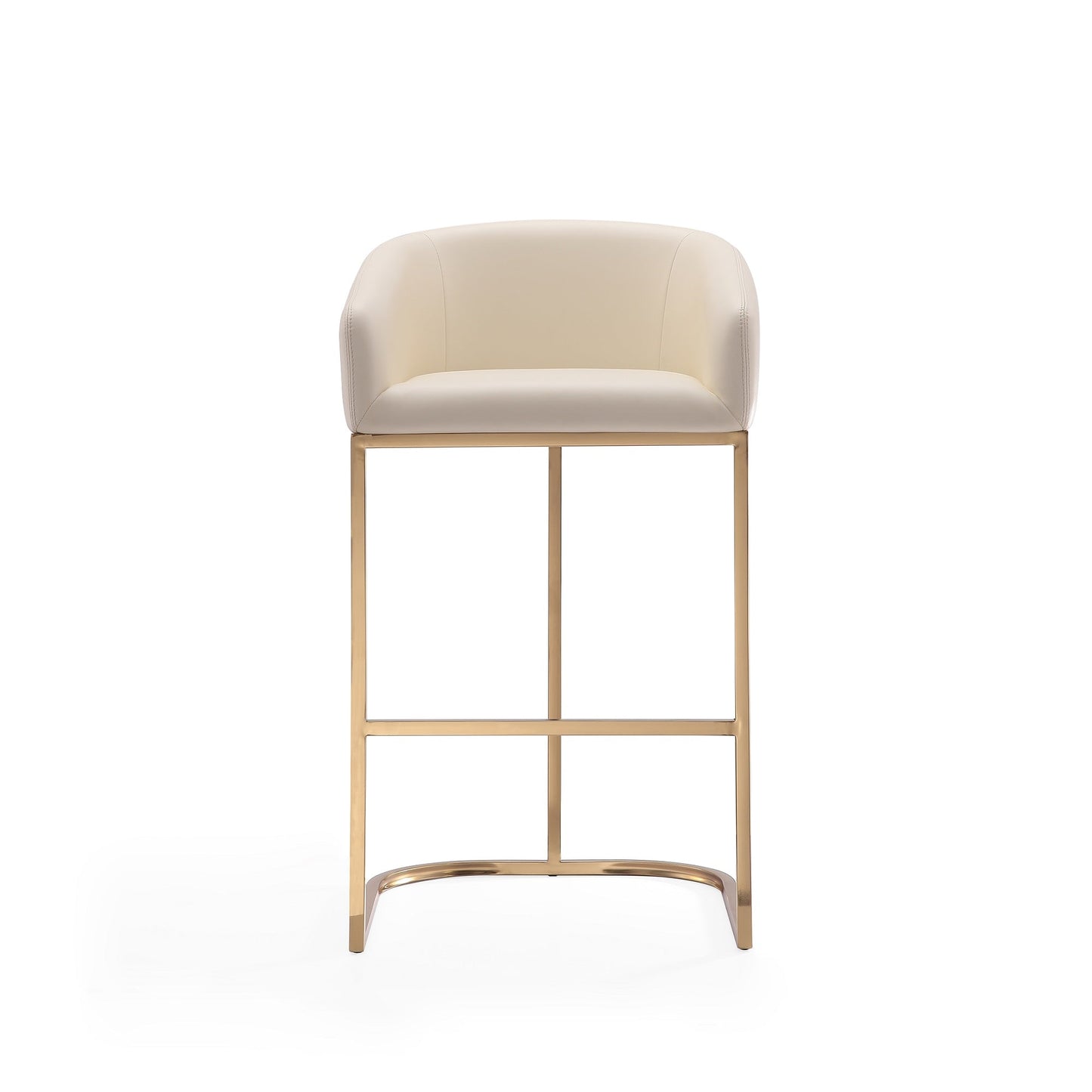 Manhattan Comfort Louvre Mid-Century Modern Leatherette and Stainless Steel Barstools