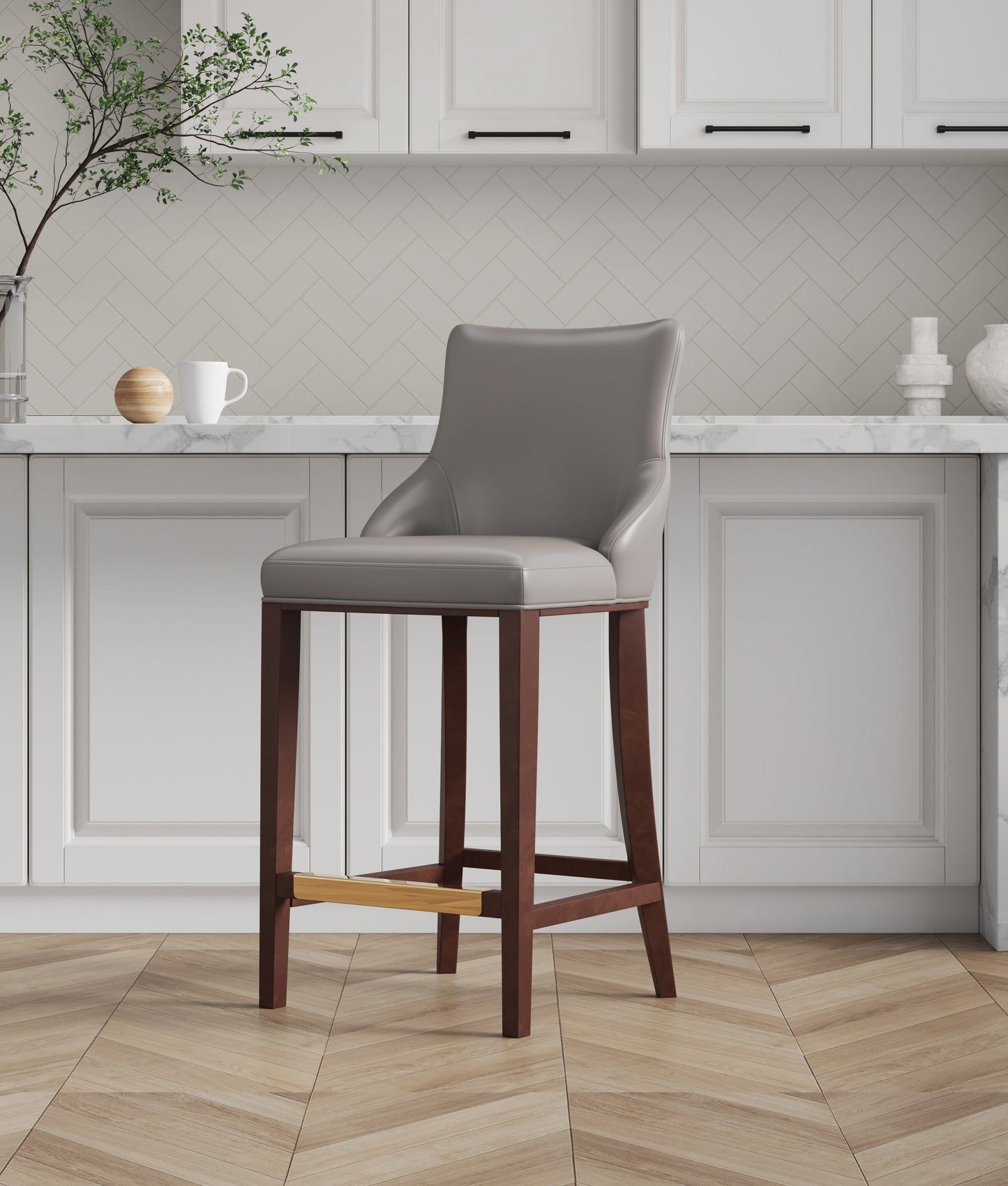 Manhattan Comfort Modern Shubert Barstool and Counter Stool with Beech Wood Legs