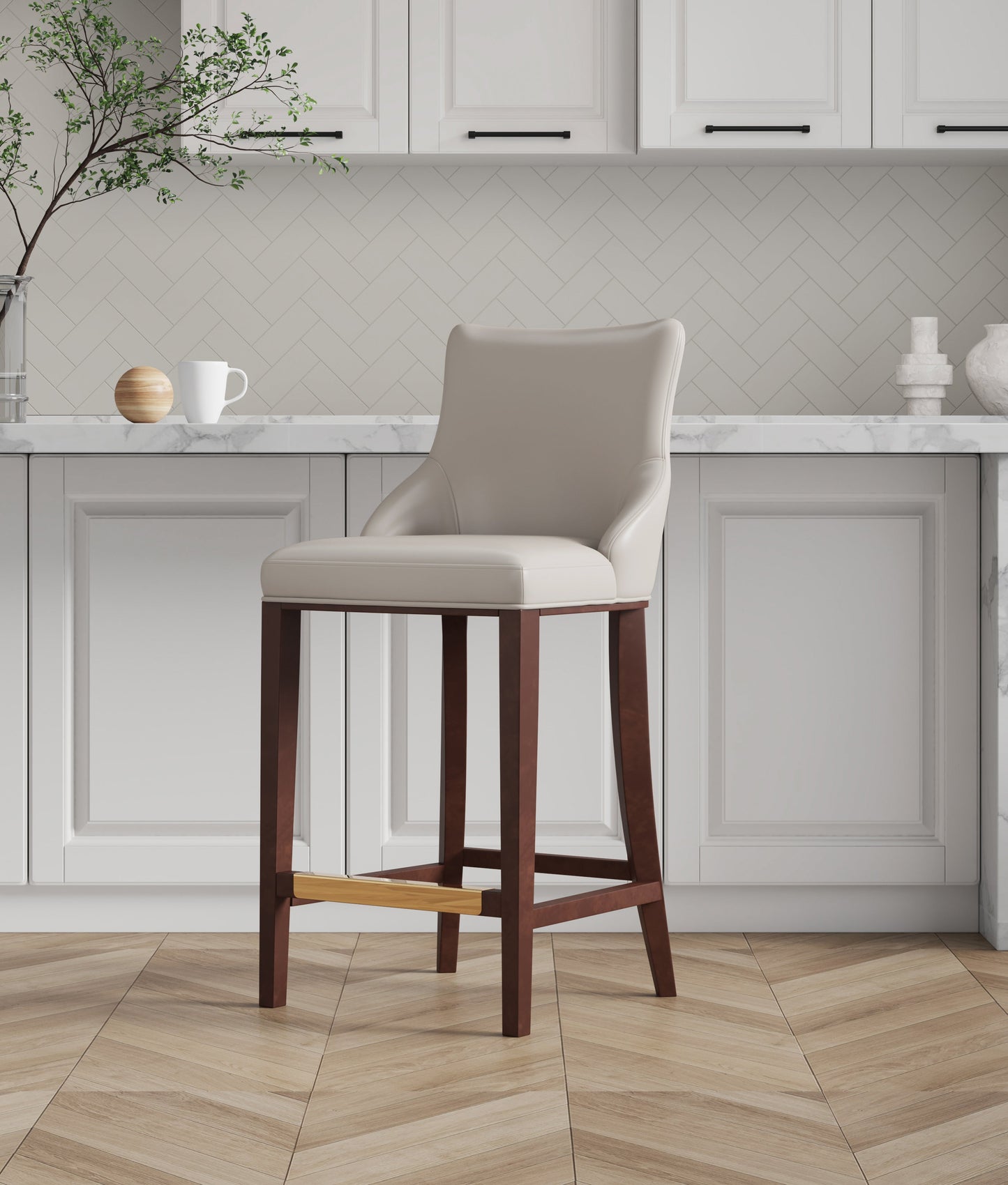 Manhattan Comfort Modern Shubert Barstool and Counter Stool with Beech Wood Legs