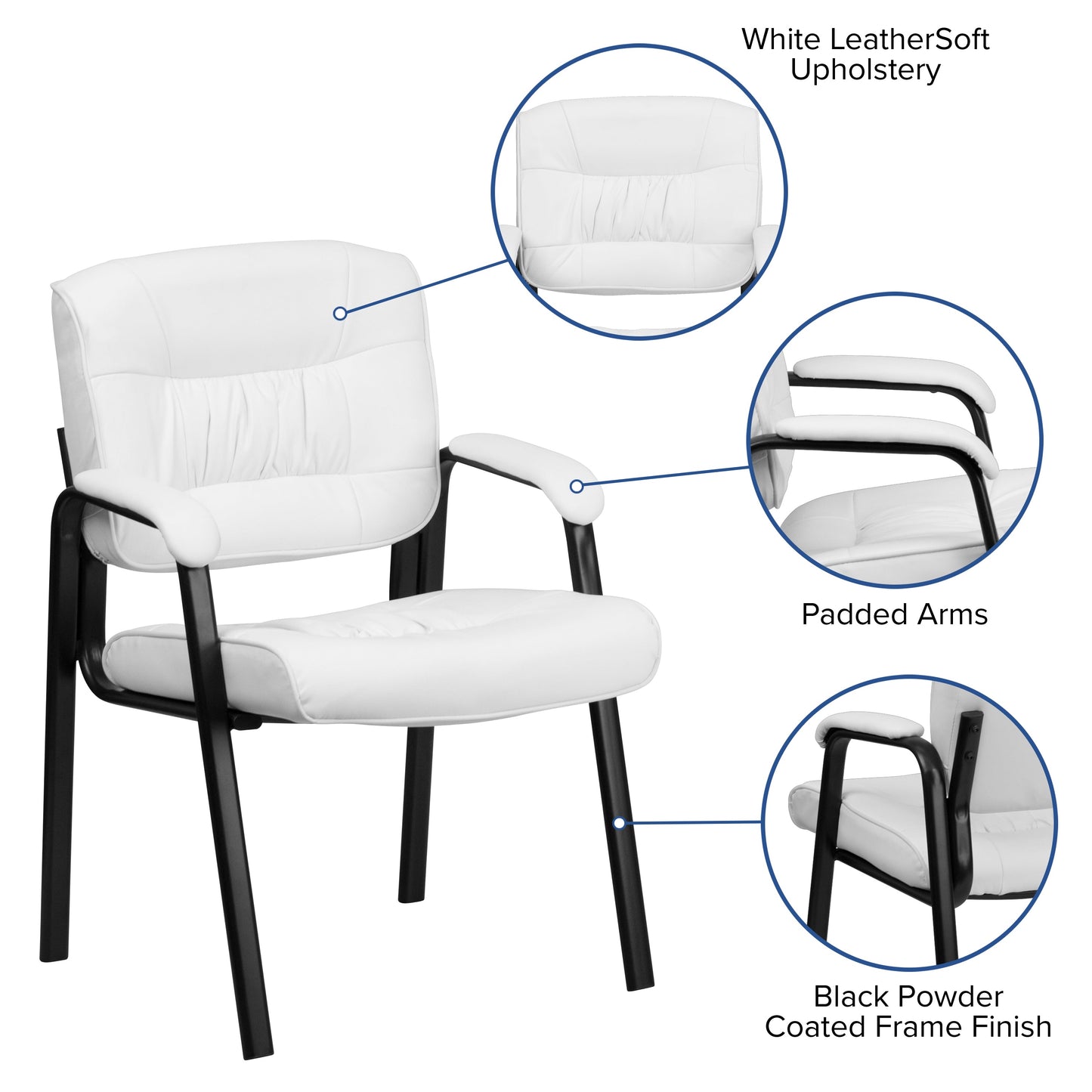 White Leather Side Chair BT-1404-WH-GG