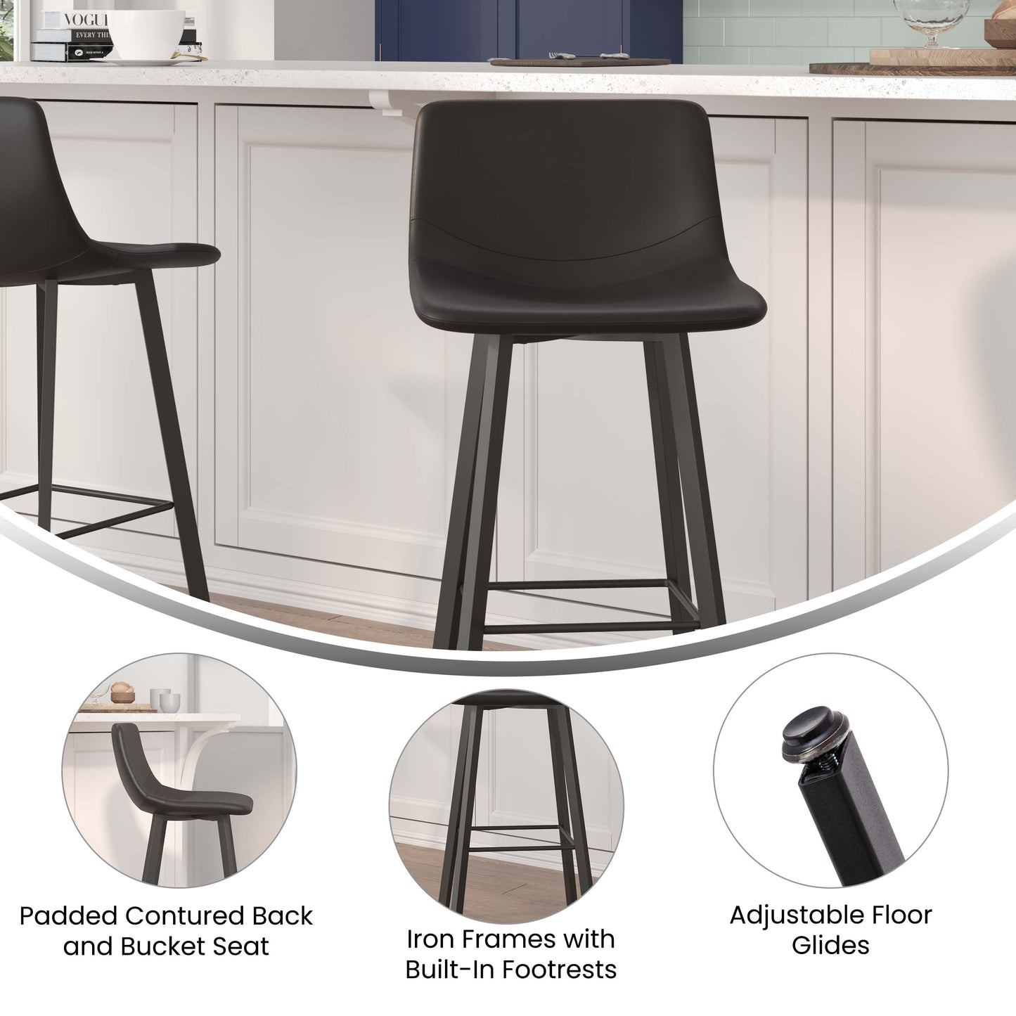 2PK 30" Black Leather Stools CH-212069-30-BK-GG