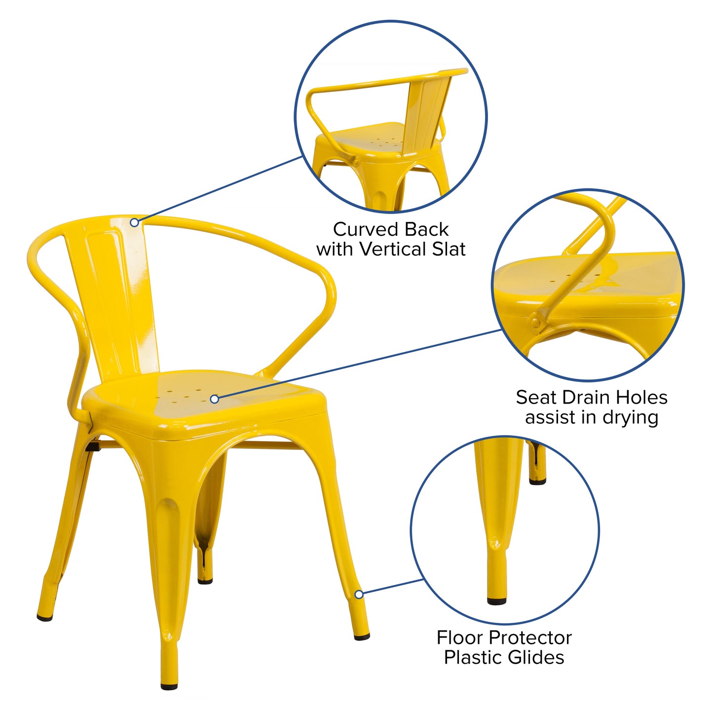 Yellow Metal Chair With Arms CH-31270-YL-GG