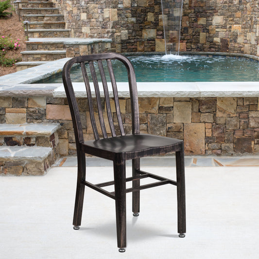 Aged Metal Outdoor Chair - Indoor-Outdoor Seating Option CH-61200-18