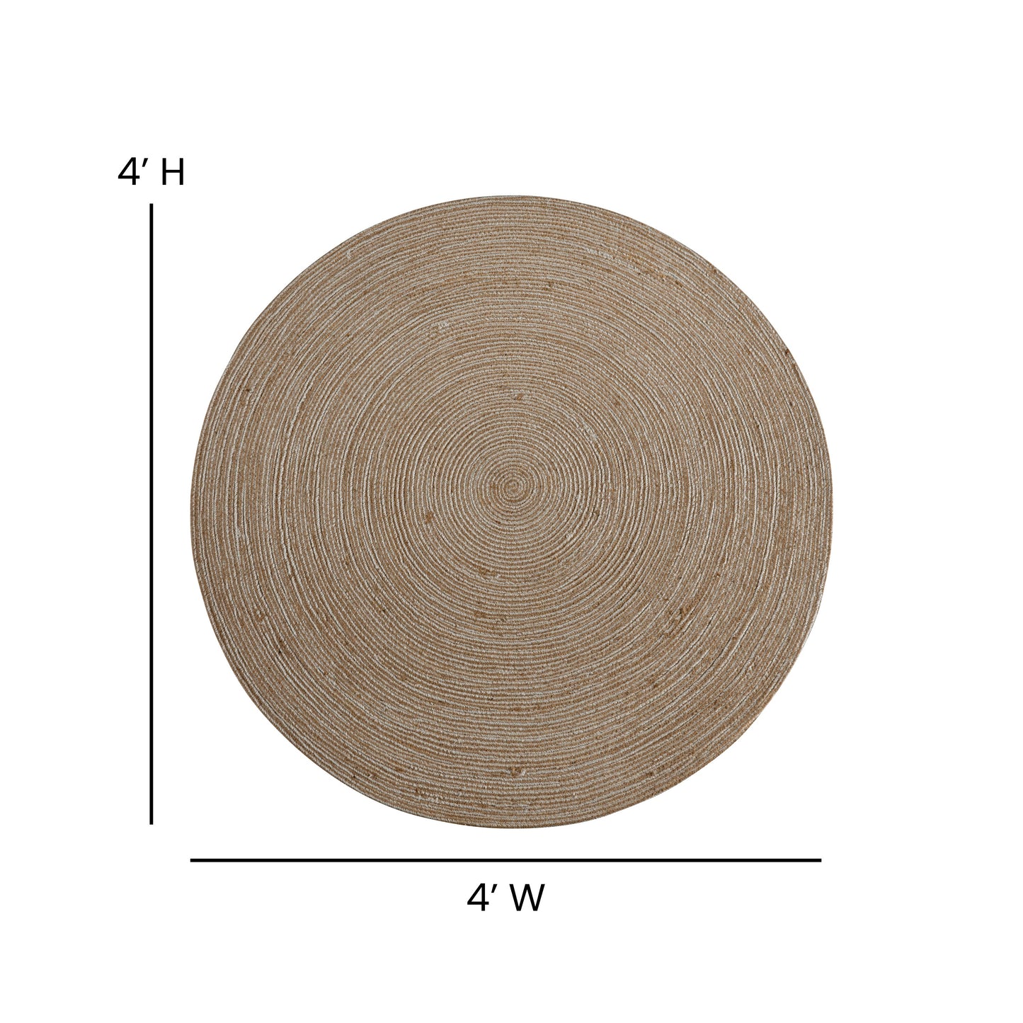4 Foot Round Jute Area Rug CI-19-3694-4-GG