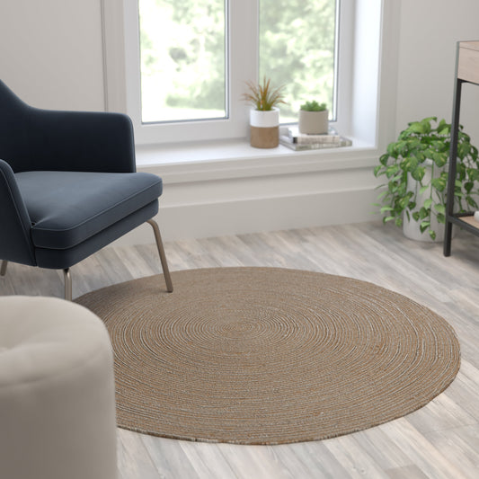 4 Foot Round Jute Area Rug CI-19-3694-4-GG