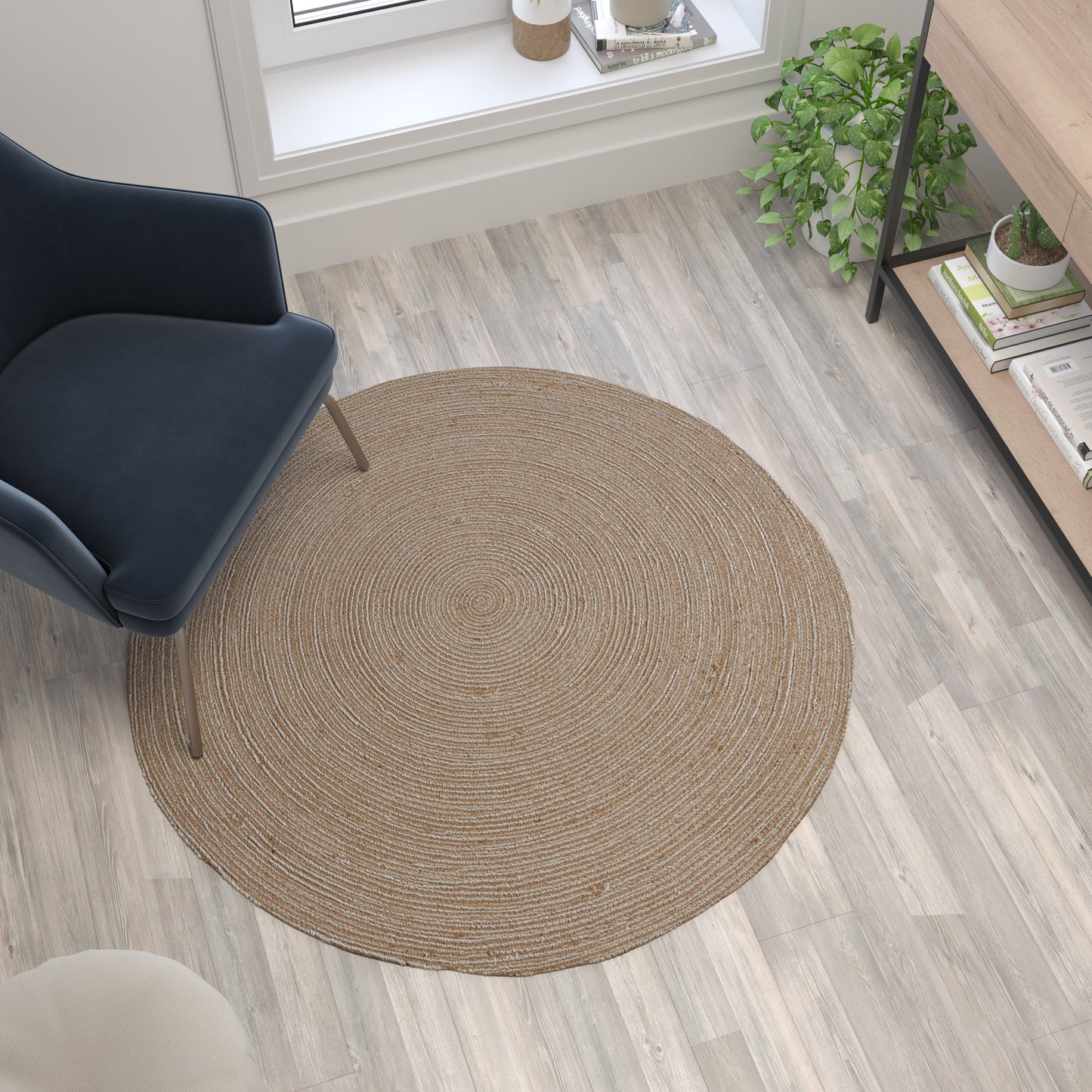 4 Foot Round Jute Area Rug CI-19-3694-4-GG