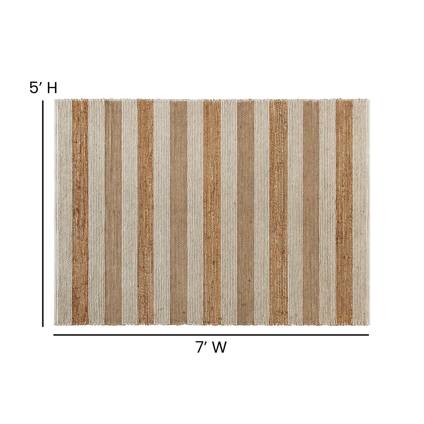 5' x 7' Striped Jute Area Rug CI-20-9354-57-GG