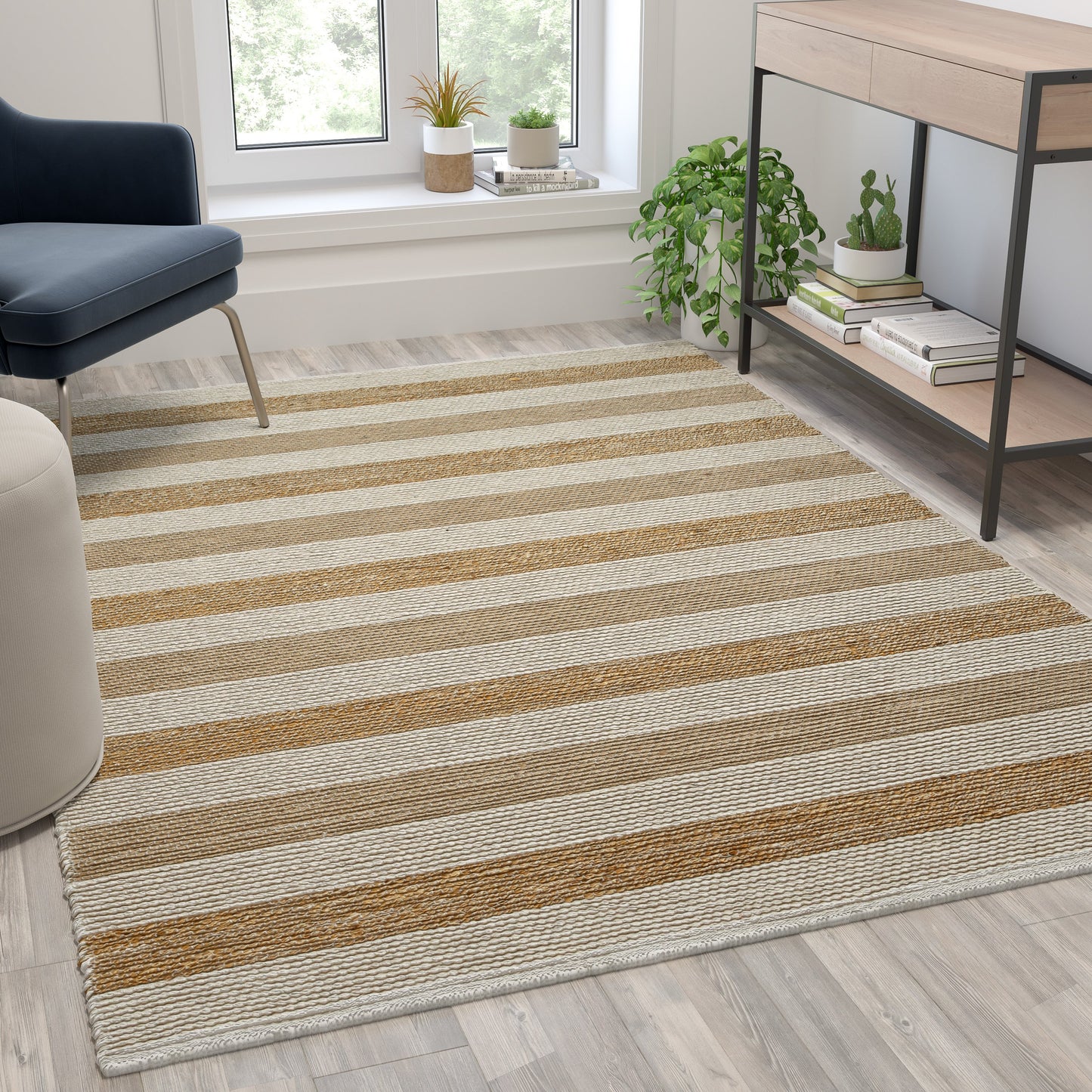 5' x 7' Striped Jute Area Rug CI-20-9354-57-GG