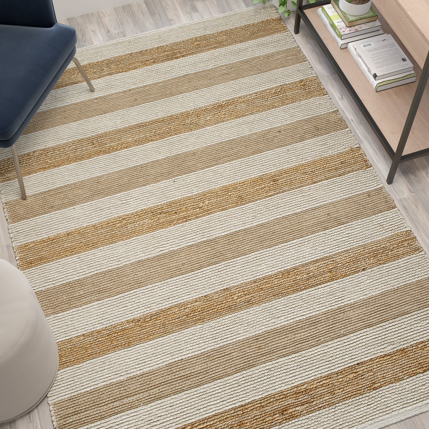 5' x 7' Striped Jute Area Rug CI-20-9354-57-GG